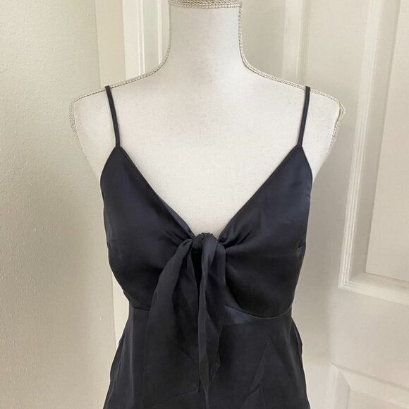 Abercrombie & Fitch Satin Tie Front Cami Black Sz Med - Picture 2 of 6